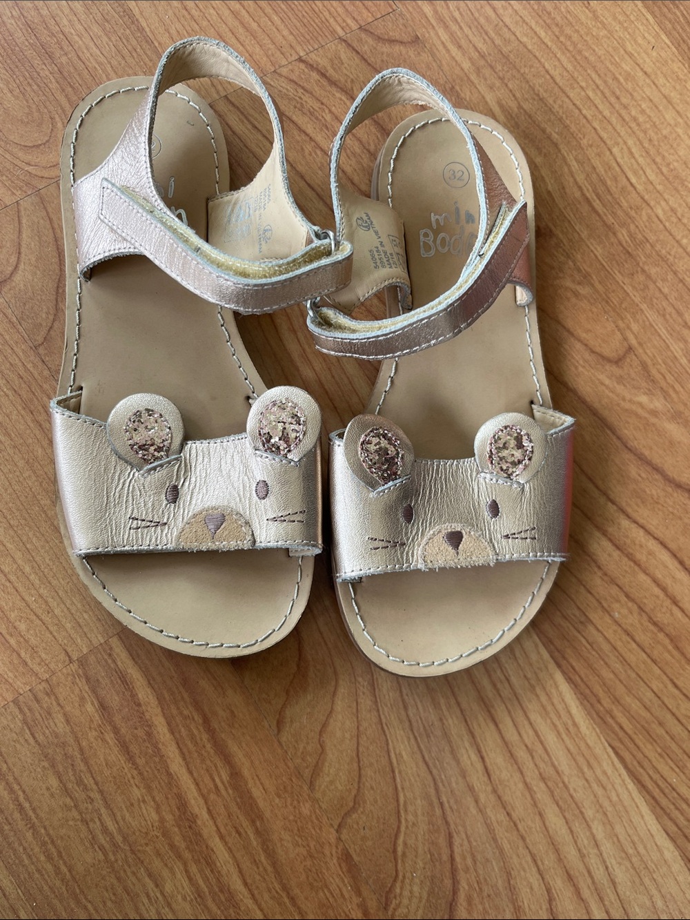 Mini Boden Girls' Gold Bear Sandals